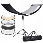 Blendy fotograficzne - Blenda Fotograficzna Studio 4w1 Zakrzywiona W Kształcie Litery U 180x60cm + Statyw Stojak K&f / Kf18.0012 / Curved Reflectors - miniaturka - grafika 1