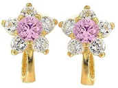 Kolczyki - Złote kolczyki dziecięce 585 różowe kwiatuszki - miniaturka - grafika 1