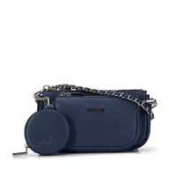 Torebki damskie - Damska torebka skórzana podwójna z etui na łańcuszku granatowa - miniaturka - grafika 1