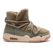 Botki damskie - Botki Zimowe Wygodne Wsuwane Ocieplane Sznurowane Stylowe Śniegowce Z Futerkiem Mily Zielone 36 - miniaturka - grafika 1