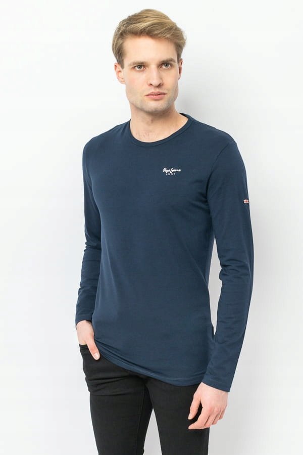 LONGSLEEVE MĘSKI PEPE JEANS PM508211 GRANATOWY M KOSZULKA Z DŁUGIM RĘKAWEM