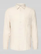 Koszule męskie - Koszula lniana o kroju regular fit z nakładaną kieszenią na piersi - miniaturka - grafika 1