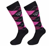 Skarpetki jeździeckie - Podkolanówki jeździeckie KARO - HORSETEAM - czarny/fuksja/róż - miniaturka - grafika 1