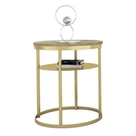 Ławy i stoliki kawowe - Nowoczesny stolik kawowy z półką dąb artisan + złoty N0-W25 - miniaturka - grafika 1