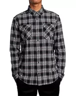 Koszule męskie - RVCA Męska koszula flanelowa z długim rękawem i guzikami, Rvca L/S Flanela/Czarny, L - miniaturka - grafika 1