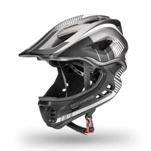 Kask rowerowy dziecięcy z odpinaną szczęką Rockbros TT-32SBTG-M rozmiar M - szary - Kaski rowerowe - miniaturka - grafika 1