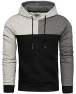 Bluzy męskie - Bluza męska czarno-szara z kapturem Recea - miniaturka - grafika 1