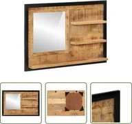 Lustra - The Living Store Lustro z półkami 80x8x55 cm szkło i lite drewno mango - miniaturka - grafika 1
