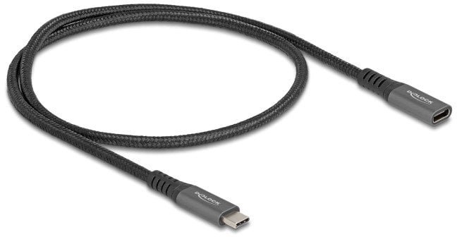 DeLOCK USB 10 Gbps Extension Cable USB Type-C male to female PD 3.0 100 W 0.5 m grey metal, 0.5 m, USB C, USB C, USB 3.2 Gen 2 3.1 Gen 2, 10 Gbit/s, Black