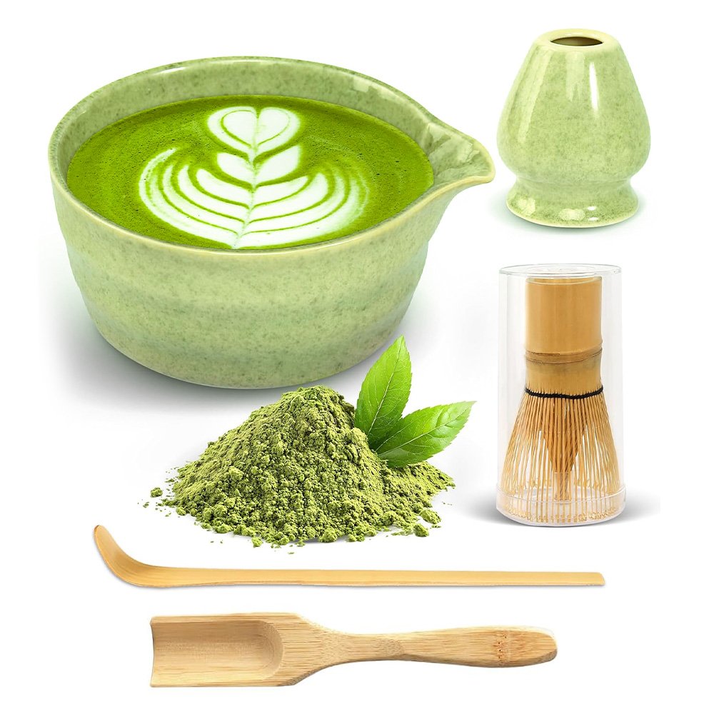 Zestaw Prezentowy Matcha – Miska, Chasen, Chashaku, Podkładka, Zielony