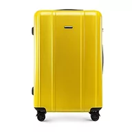 Walizki - WITTCHEN Classic Line elegancka walizka z wytrzymałego poliwęglanu z pionowym tłoczeniem, zamek TSA, żółty, L, Nowoczesny - miniaturka - grafika 1