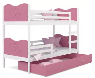 Łóżko piętrowe 190x80 białe różowe + materace MAX - Łóżka dla dzieci i młodzieży - miniaturka - grafika 1