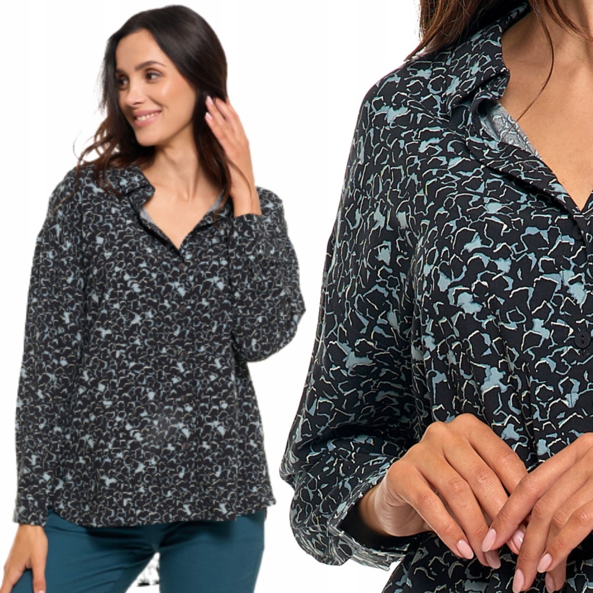 KOSZULA DAMSKA Z WISKOZY ELEGANCKA NOWOCZESNA LEKKA PRZEWIEWNA MORAJ S PATT1