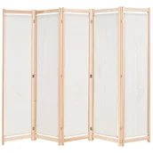Parawany - Parawan 5-panelowy, kremowy, 200 x 170 x 4 cm, tkanina - miniaturka - grafika 1
