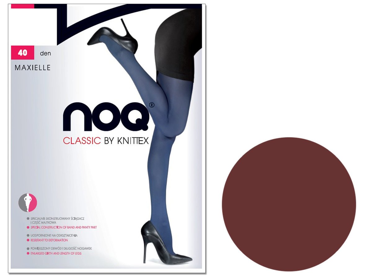 Rajstopy z mikrofibry 40 DEN Maxielle Plus Size gładkie matowe półkryjące 6 Choco