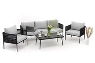 Meble ogrodowe - Zestaw mebli ogrodowych taras nowoczesne aluminiowe BELIZE czarno szare - miniaturka - grafika 1