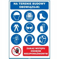 Akcesoria BHP - Tablica nakazów na terenie budowy 50x70cm PCV3mm - miniaturka - grafika 1