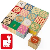 Klocki - Janod Klocki drewniane Kubix 16 sztuk Alfabet Janod_klocki_kubix_16_alfabet - miniaturka - grafika 1