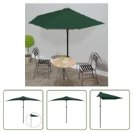 Parasole ogrodowe - The Living Store Półparasol balkonowy na słupku z aluminium - 300x155 cm - zielony - Parasol Balkonowy - miniaturka - grafika 1