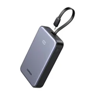 Powerbanki - Powerbank 20000mAh Ugreen PB505, USB + USB-C, wbudowany kabel, 20W (szary) - miniaturka - grafika 1