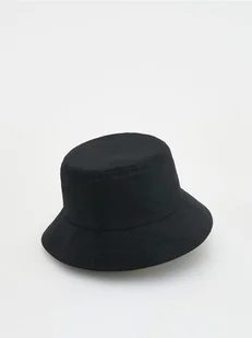 Reserved - Kapelusz bucket hat z lnem - czarny - Czapki męskie - miniaturka - grafika 1
