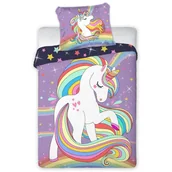 Pościel dla dzieci - Pościel 100x135 Pony i gwiazdki fioletowa bawełniana - miniaturka - grafika 1