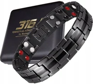 Bransoletki - SZEROKA ZDROWOTNA BRANSOLETKA MAGNETYCZNA DUŻA MOC STAL CHIRURGICZNA CZARNA - miniaturka - grafika 1