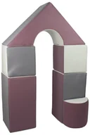 Klocki - mini zamek 6 dużych klocków piankowych do zabawy żłobków przedszkoli (biały, szary, fioletowy) - miniaturka - grafika 1