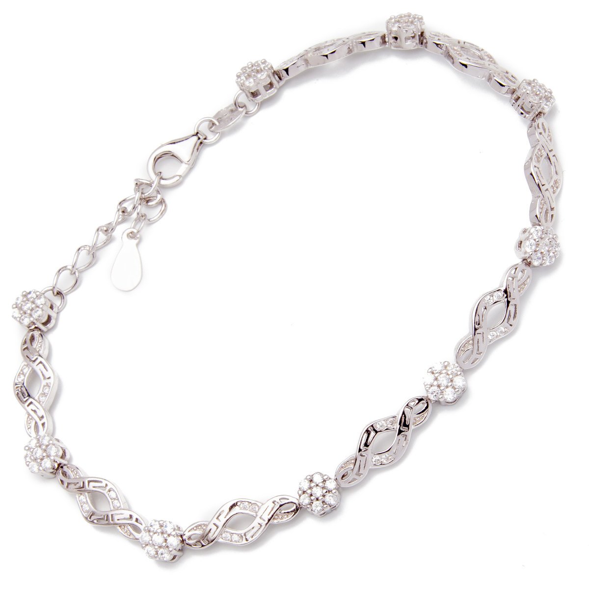 Srebrna Bransoletka plecione kwiaty