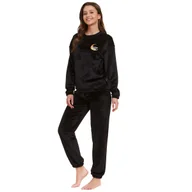 Piżamy damskie - Czarna piżama z księżycowym haftem doctor nap -l - miniaturka - grafika 1