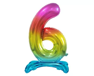 Godan Balon foliowy cyfra 6 tęczowa - 74 cm BC-AST6 - Balony i akcesoria - miniaturka - grafika 1