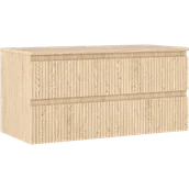 Szafki łazienkowe - Mexen Rivel szafka łazienkowa podumywalkowa 100 cm z blatem, 2 szuflady, ryflowana , dąb - 91A20-10047-2-BFFC81 - miniaturka - grafika 1