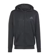 Bluzy męskie - adidas Męska bluza z kapturem Train Essential Seasonal Fullzip, XL czarna, Czarny, XL - miniaturka - grafika 1