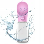 Shakery i bidony sportowe - Butelka Miska Turystyczna Bidon Na Wodę Przenośna Poidło Dla Psa Kota Róż - miniaturka - grafika 1