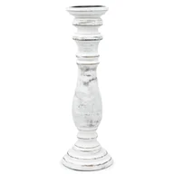 Świeczniki - Duży Klasyczny Świecznik - Whitewash 37X10 Cm, Drewniany Biały Świecznik, Z Drewna Mango - miniaturka - grafika 1