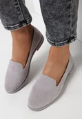 Mokasyny damskie - Szare Balerinki Thetea - miniaturka - grafika 1