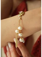 Bransoletki - L'Atelier de Gaia Pozłacana bransoletka z perłami - miniaturka - grafika 1