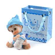 Figurki dekoracyjne - DZIECKO NIEMOWLAK PREZENT BABY SHOWER FIGURKA W TOREBCE RÓŻNE KOLORY - miniaturka - grafika 1