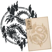 Szablony malarskie - szablon malarski wielokrotny CHIŃSKI SMOK - KOŁO - MEDIUM (średnica 59cm) - miniaturka - grafika 1