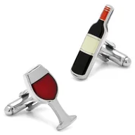 Spinki do mankietów i krawatów - SPINKI DO MANKIETÓW koszuli DRINK wino kieliszek - miniaturka - grafika 1