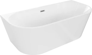 Mexen Oval wanna wolnostojąca przyścienna 170 x 80 cm, biała, przelew chrom - 52671708000-01 - Wanny - miniaturka - grafika 1