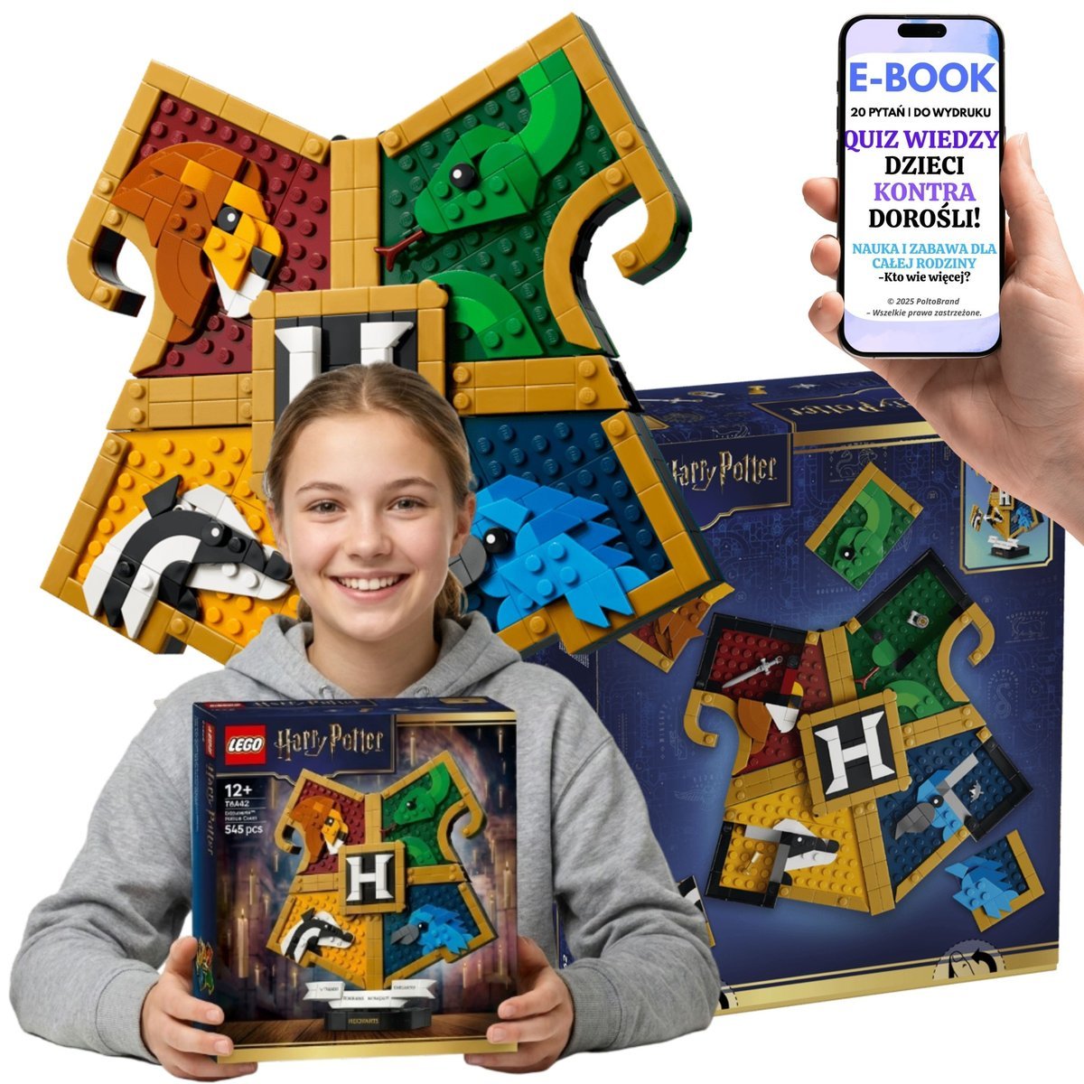 LEGO Herb Hogwartu Hogwarts Gryffindor Slytherin (76462) + E-BOOK-2