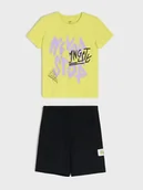 Piżamy chłopięce - Sinsay - Bawełniana piżama dwuczęściowa z nadrukiem - zielony - miniaturka - grafika 1