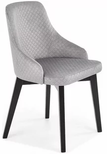 Halmar Pikowane krzesło welurowe na czarnych nogach TOLEDO 3 - szary - Krzesła - miniaturka - grafika 1