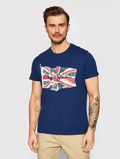 Koszulki męskie - Pepe Jeans T-Shirt Flag Logo PM508273 Granatowy Regular Fit - grafika 1