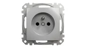 Gniazdka elektryczne - Schneider Electric, Sedna Design i Elements, Gniazdo zasilające 2P+PE z przesłonami torów prądowych, srebrne aluminium,SDD113011 - miniaturka - grafika 1