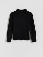 Swetry dla dziewczynek - Reserved - Gładki sweter z wiskozy - czarny - miniaturka - grafika 1