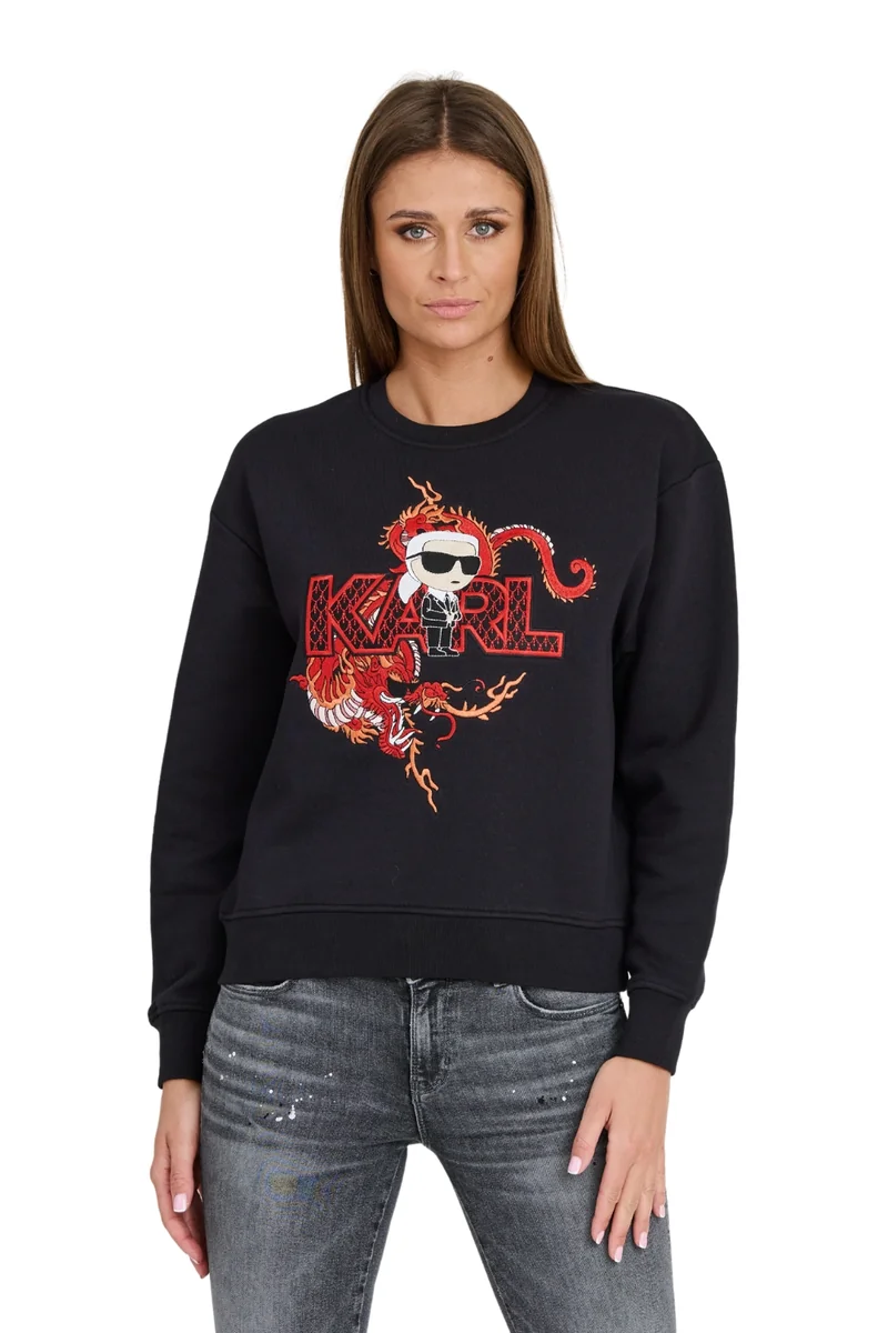 KARL LAGERFELD Czarna damska bluza ikonik lny XS