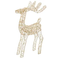 Ozdoby bożonarodzeniowe - Renifer złoty świecący na metalowym stelażu 46 cm - miniaturka - grafika 1