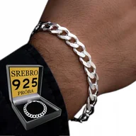 Bransolety męskie - Pełna Bransoletka Srebrna Męska Pancerka 8Mm/23Cm Bransoleta Srebro 925 - miniaturka - grafika 1